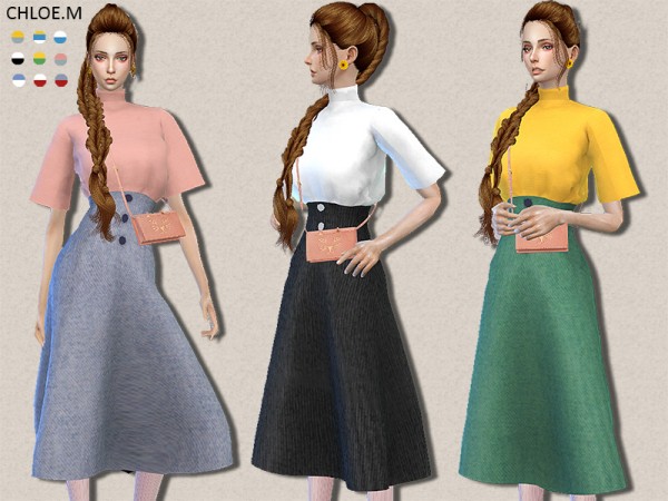 The Sims Resource: Tshirt and skirt by ChloeMMM • Sims 4 Downloads