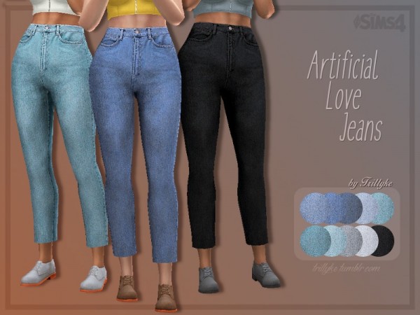  The Sims Resource: Artificial Love Jeans by Trillyke