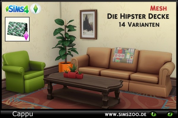  Blackys Sims 4 Zoo: Hipster blanket by Cappu