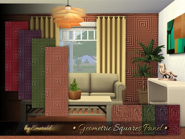  The Sims Resource: Geometric Squares Panel by emerald