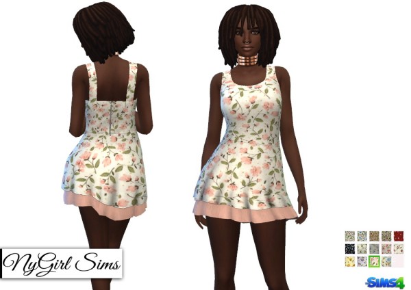  NY Girl Sims: Layered Floral Flare Dress
