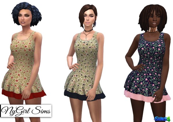 NY Girl Sims: Layered Floral Flare Dress • Sims 4 Downloads