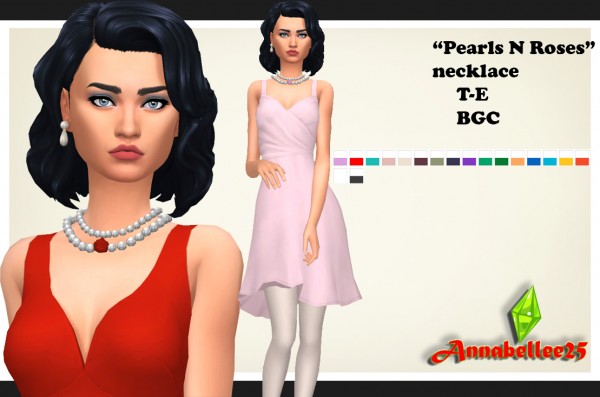  Simsworkshop: Pearls N Roses Classy necklace by Annabellee25