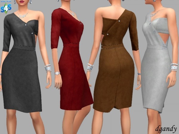  The Sims Resource: One Sleeve Dress by dgandy