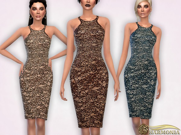  The Sims Resource: Lace Shift Dress Sleeveless by Harmonia