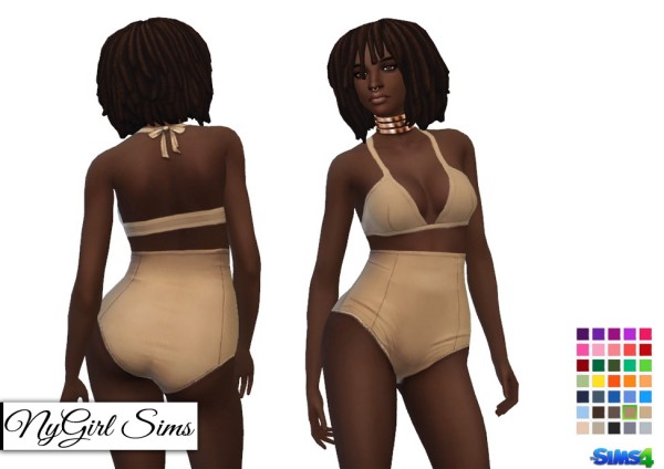  NY Girl Sims: Retro High Waist Two Piece Swimsuit