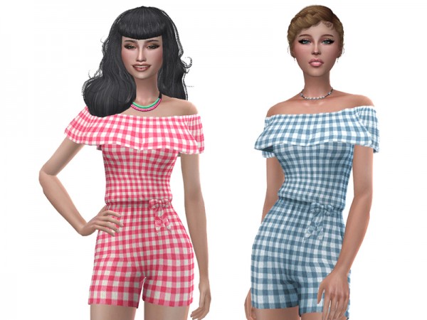  The Sims Resource: Plaid romper by Simalicious