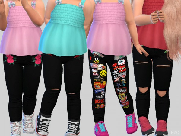  The Sims Resource: Black Denim For Toddler 010 Embroidered by Pinkzombiecupcakes