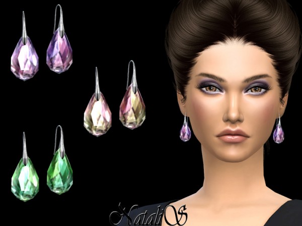  The Sims Resource: Abstract pierced crystal earrings by NataliS