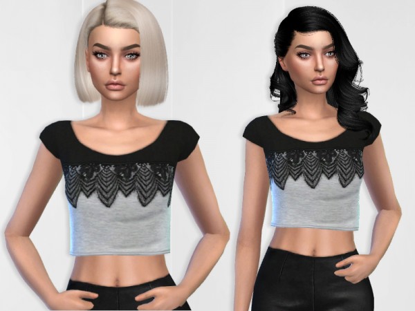  The Sims Resource: Lace Crop Top by Puresim