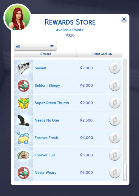  Mod The Sims: Cheaper Aspiration Rewards by sibble