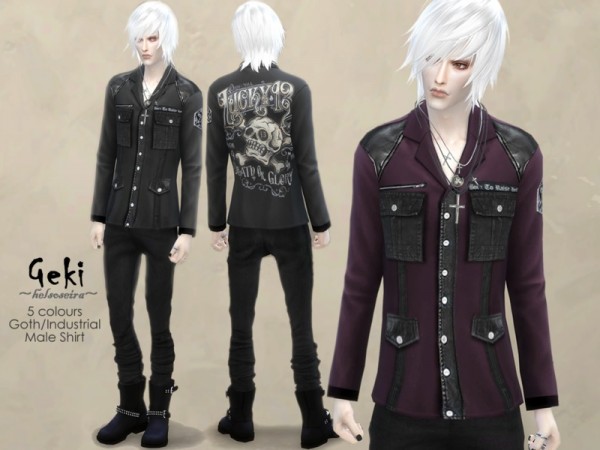 The Sims Resource: Geki Goth Industrial Shirt by Helsoseira
