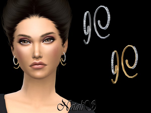  The Sims Resource: Loop earrings with crystals by NataliS