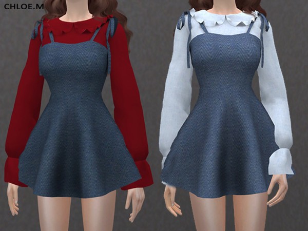  The Sims Resource: Dress with blouse by ChloeMMM