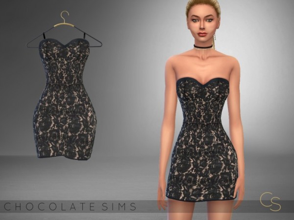  The Sims Resource: Lace Dress Leila by MissSchokoLove