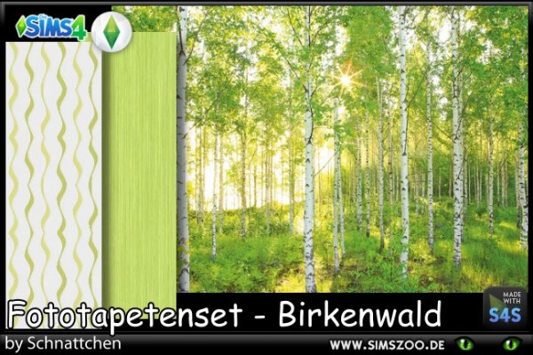  Blackys Sims 4 Zoo: Photo wallpaper birches forest by Schnattchen