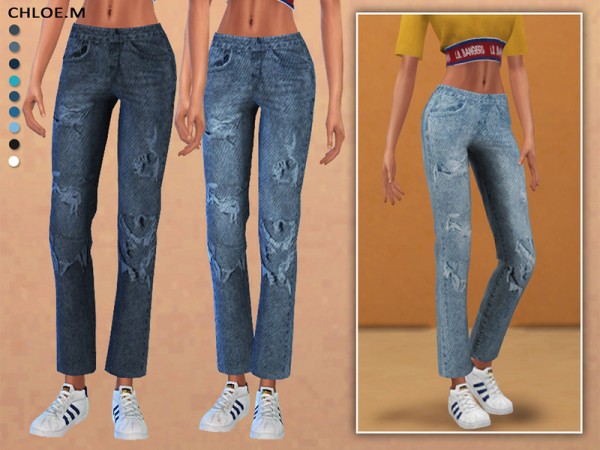  The Sims Resource: Straight Leg Jeans by ChloeMMM