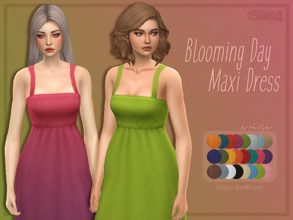  The Sims Resource: Blooming Day Maxi Dress by Trillyke