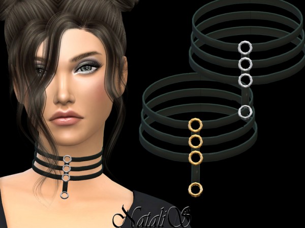  The Sims Resource: Triple choker with rings by NataliS
