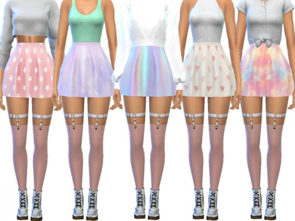  The Sims Resource: Pastel Skater Skirts by Wicked Kittie