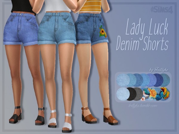  The Sims Resource: Lady Luck Denim Shorts by Trillyke