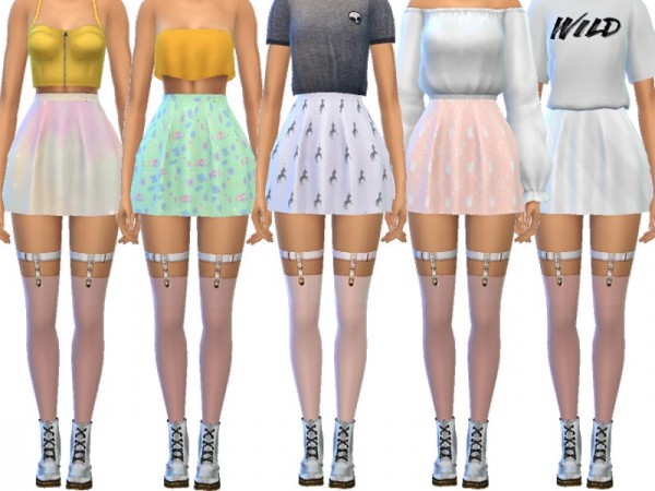  The Sims Resource: Pastel Skater Skirts by Wicked Kittie