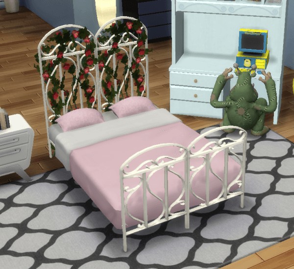  Simsworkshop: Synthetic Iron Trellis Bed by BigUglyHag