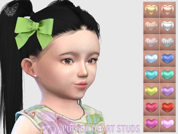  Giulietta Sims: Puffed Heart Studs For Toddlers