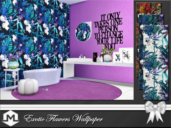  The Sims Resource: Exotic Flowers Wallpaper by Moniamay72