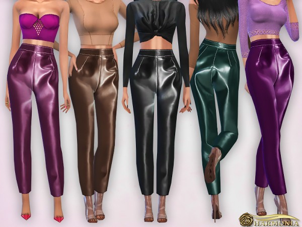  The Sims Resource: Straight Leg Eco Leather Pants by Harmonia