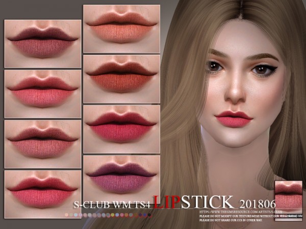 The Sims Resource: Lipstick 201806 by S Club