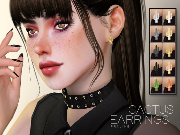  The Sims Resource: Cactus Earrings by Pralinesims
