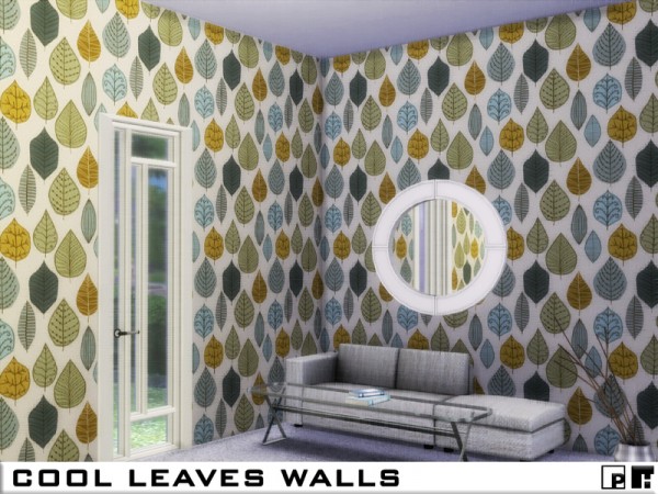 The Sims Resource: Cool Leaves Walls by Pinkfizzzzz
