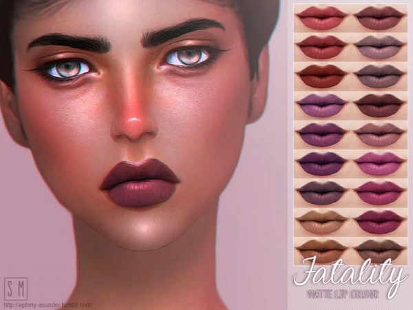  The Sims Resource: Fatality   Matte Lip Colour by Screaming Mustard