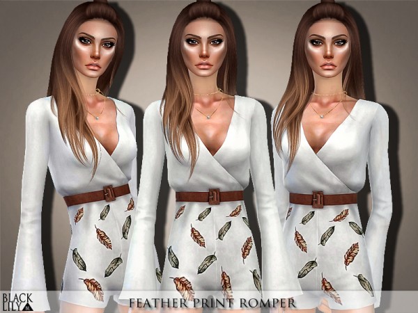  The Sims Resource: Feather Print Romper by Black Lily
