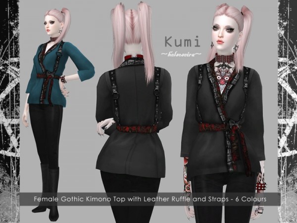  The Sims Resource: KUMI Goth Kimono Top by Helsoseira