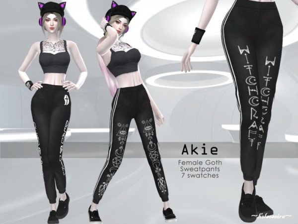  The Sims Resource: AKIE   Goth Sweatpants by Helsoseira