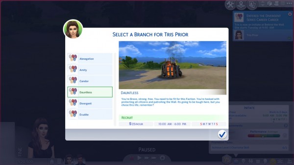  Mod The Sims: Divergent Series Career by DiamondVixen96