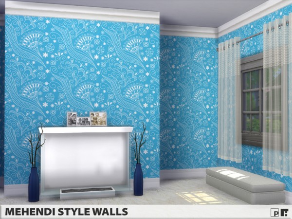  The Sims Resource: Mehendi Style Walls by Pinkfizzzzz