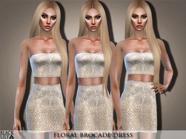  The Sims Resource: Floral Brocade Dress by Black Lily