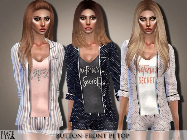  The Sims Resource: Button Front PJ Top by Black Lily