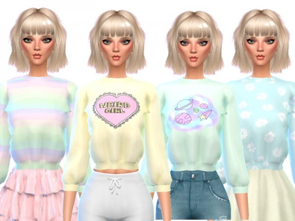  The Sims Resource: Tumblr Themed Crop Tops by Wicked Kittie