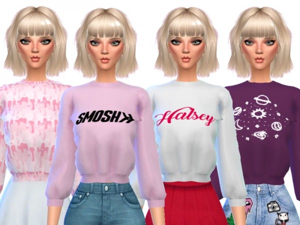  The Sims Resource: Tumblr Themed Crop Tops by Wicked Kittie