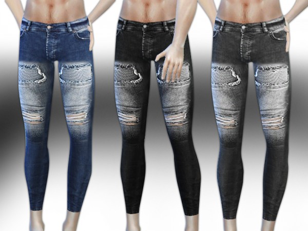  The Sims Resource: Drop Crotch Skinny Fit Men Jeans by Saliwa
