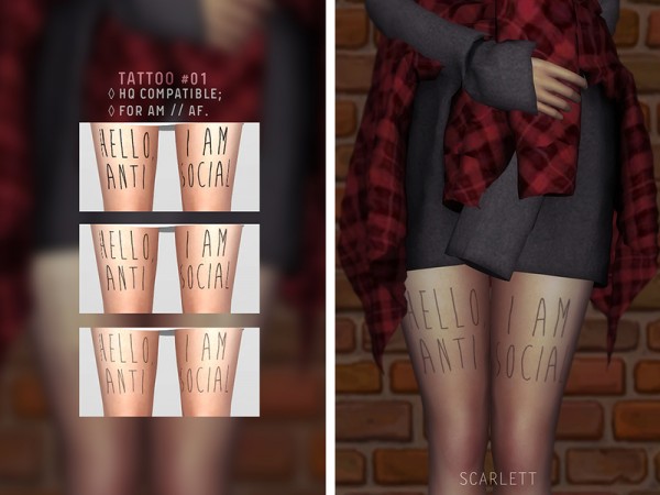  The Sims Resource: Tattoo 01 by Scarlett content