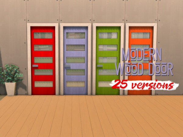 Simsworkshop: Modern Wood Door by midnightskysims
