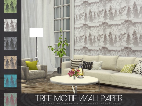  The Sims Resource: Tree Motif Wallpaper by Rirann