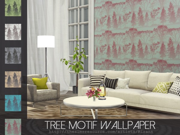  The Sims Resource: Tree Motif Wallpaper by Rirann