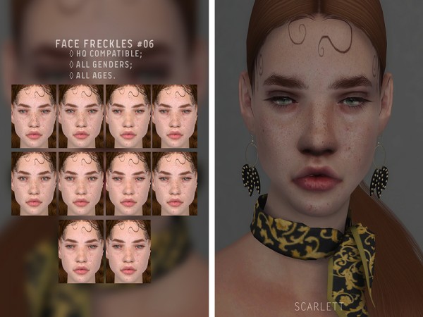  The Sims Resource: Face freckles 06 by Scarlett content