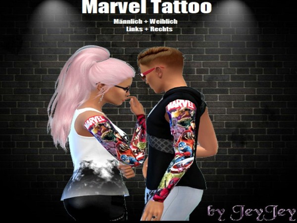  The Sims Resource: Marvel Tattoo Men set by Naddiswelt